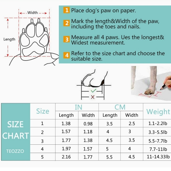 Dog booties, for dogs 1.1 - 2.2 lb, New - Picture 2 of 4